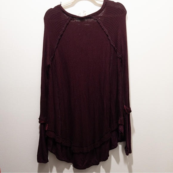 Free People We the Free Laguna Burgundy Thermal Long Sleeve Top - Picture 7 of 7